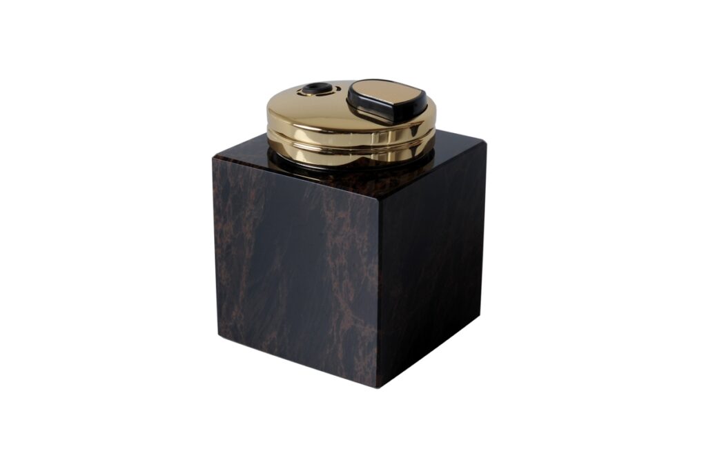 briquet de table obsidienne fauve tête or
