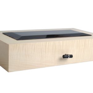 cave à cigare en sycomore naturel et obsidienne facettée