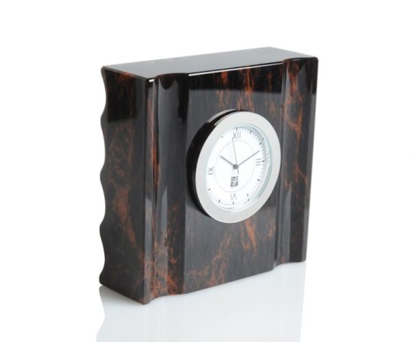 Pendulette de bureau en pierre d’Obsidienne fauve